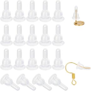 1 Box 100Pcs Small Earring Stoppers Silicone Earring Backs Clear Full Cover Safety Soft Hypoallergenic Earring Nuts Transparent Earring Stoppers for Studs Jewelry Making Supplies DIY Craft