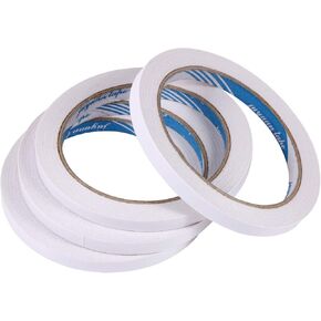 CABAX 4 Rolls Double-Sided Tape Adhesive Sticky Tapes for Scrapbooking, Photos, Invitation Cards, Paper, DIY Crafts and Office School Stationery Supplies,22 Yards Long, 0.32 inch Wide Each Roll