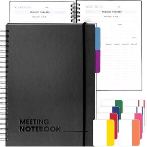SEEKZ Meeting Notebook, Meeting Notebook For Work, Meetings Notebook for Work Organization, Meeting Planner Notebook with Index Tabs, Spiral Notebook 160 Pages Thickness 120 gsm l A4 Size 8.5x11