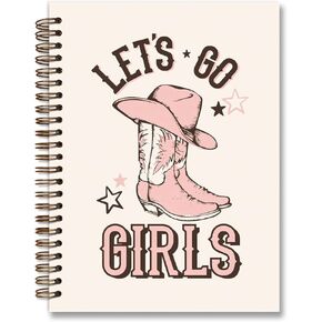 Preppy Pink Spiral Notebook Journal,Trendy Girly Notebook for Teen Girls Women,Lined Hardcover College Ruled Spiral Notebook Journal for School Student Teacher,Western Office Supplies