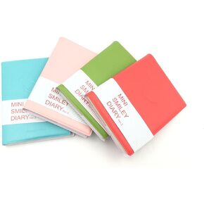 Yansanido Pocket Notebook Set 2pcs Small Pocket Super Mini Smile Diary Notebooks Memo Note Book 4x3 Inch PU Leather Case Color Random