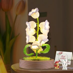 Mothers Day Gifts for Mom, Lily of The Valley Gifts Artificial Flower Lamps for Bedrooms, Handmade Crochet Flowers Night Light, Lily of The Valley Lamp Gift for Women Girls Wife Mom