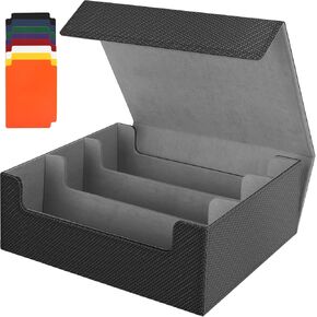 MaxGear Card Deck Box for Trading Cards, 1800+ Single Sleeved Cards Holders Storage, PU Leather Collectible Deck Case with Magnetic Closure Fit for YuGiOh/MTG/TCG and Sports Card, Black