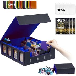 MTG Commander Deck Box 3200+ Card Trading Card Storage Box TCG Deck Case with Display Windows Dice Tray,Card Organizer 30 Colorful Dividers& 4 Card Supporters& 4 Toploaders