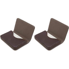 حامل بطاقات العمل، حافظة بطاقات عمل من جلد البولي يوريثان، حامل بطاقات ائتمان الجيب للرجال والنساء، المنزل والمكتب، القهوة (قطعتان) in Kuwait