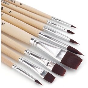 BOSOBO Paint Brushes Set, 8 Pcs Professional Round-Pointed Artist Paintbrushes for Watercolor Oil Acrylic Gouache Painting, Face Body Art, Rock, Wood, Models & Crafts, Long Handle Adults Paint Brush