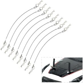 8Pack ShareGoo Metal Clip R Pin Rod with Steel Anti-Lost Rope RC Body Shell Clip Wire Compatible with 1/8 1/10 Traxxas HSP Arrma Axial Redcat RC Car Truck Crawler (Red)