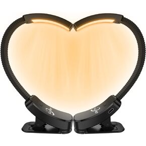 2 Pack Book Lights with Clamp, LLLPRT 10 LEDs Rechargeable USB Clip Reading Lamp with 3 Lighting Color, Stepless Dimming, Eye Friendly, 120 Hours Runtime, 360° Flexible Gooseneck, Lightweight,Portable