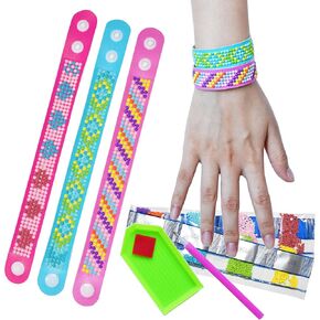 Tatahu Diamond Art Bracelet Kits - 3PCS DIY Multicolor Gems 5D Diamond Painting Party Wristbands for Events Jewelry Making