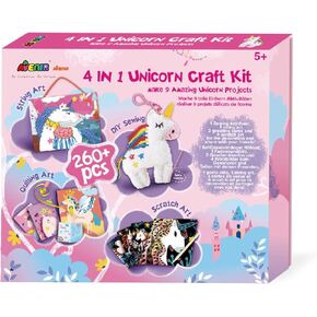 Avenir Unicorn Craft Activity Kit, Sewing String Quilling Kit Scratch Art for Ages 5+ Kids, Make 9 Amazing Unicorn Projects for Girls and Boys Gift