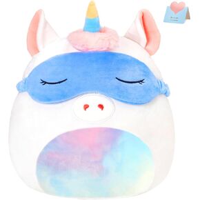 BSTAOFY Cute Unicorn Soft Plush Pillow with Removable Eye Mask Squishy Unicorn Stuffed Animal Cushion Hugging Nap Pillow Valentines Christmas Holiday Birthday Gifts for Toddlers Kids, 12’’