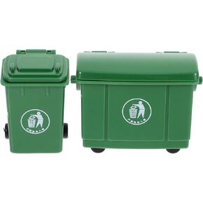 LOGOFUN Doll House Miniature Trash Can Dollhouse Mini Desktop Trash Can Small Litter Can Model for Dollhouse Scene Prop - Green