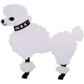 5.9" ReelFun White Poodle Skirts Costume Embroidered Iron On Patch 1950 Dress for Women DIY