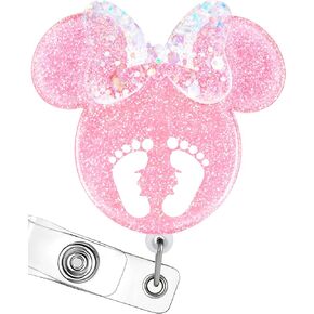 NICU Badge Reel Holder Retractable with ID Clip for Nurse Nursing Name Tag Card Cute Cartoon Labor and Delivery Pediatric Nursing Student Teacher Doctor RN Medical Assistant Work Alligator Clip