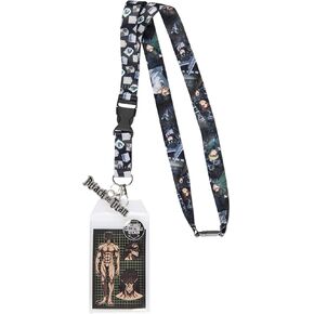 Attack On Titan Reversible ID Lanyard Badge Holder with Metal Logo Charm and Collectible Sticker