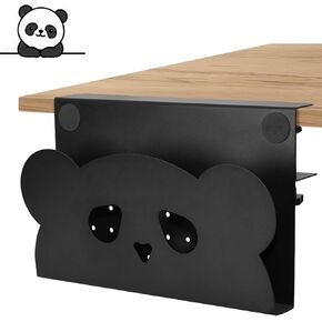 Desk Side Storage, Cute Panda Under Desk Laptop Holder, No Drill Side Desk Organizer, Steel Desk Hanging Organizer with Magnetic Pen Holder, Desk Accessories & Workspace Organizers