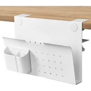 Desk Side Storage, Cute Panda Under Desk Laptop Holder, No Drill Side Desk Organizer, Steel Desk Hanging Organizer with Magnetic Pen Holder, Desk Accessories & Workspace Organizers