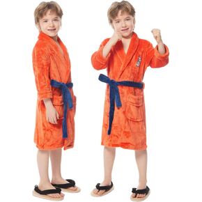 Kids Bathrobe Anime Cosplay Costume Flannel Robe Children's Pajamas Kimono (US, Alpha, One Size, Orange)