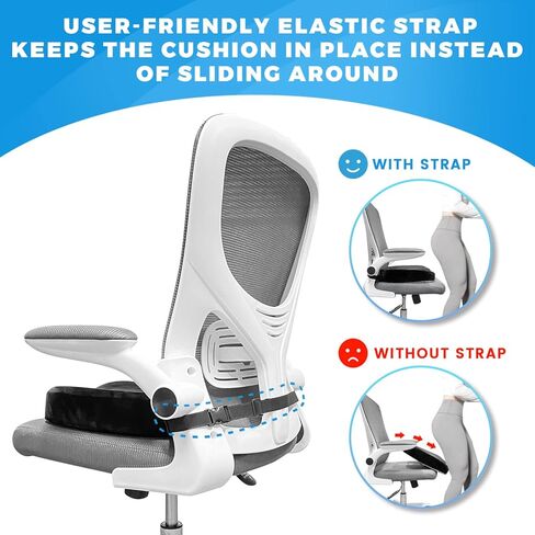 وسادة مقعد مريحة معززة - شبكة مسامية ووسادة مقعد من الإسفنج الذكي لتخفيف آلام عظم الذيل - قاعدة غير قابلة للانزلاق، السيارة، الكرسي المتحرك، وسائد كرسي المكتب (غطاء مخملي، أسود) in Kuwait