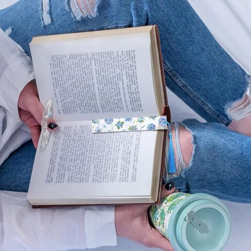 8 Pieces Flower Acrylic Bookmarks Book Page Holder Floral Bookmarks with Colorful Tassels Thumb Ring Transparent Page Holders for Reading Teachers Book Lovers Women(Clear) in Saudi Arabia