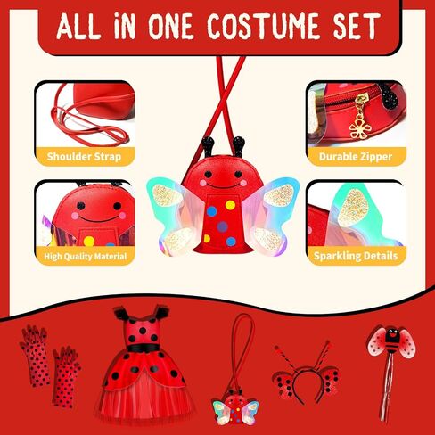 INNOCHEER Ladybug Dress Costume for Girls, Ladybug Costume Toddler Halloween Birthday Dress Up Pretend Play for Kids 2-10 in Saudi Arabia