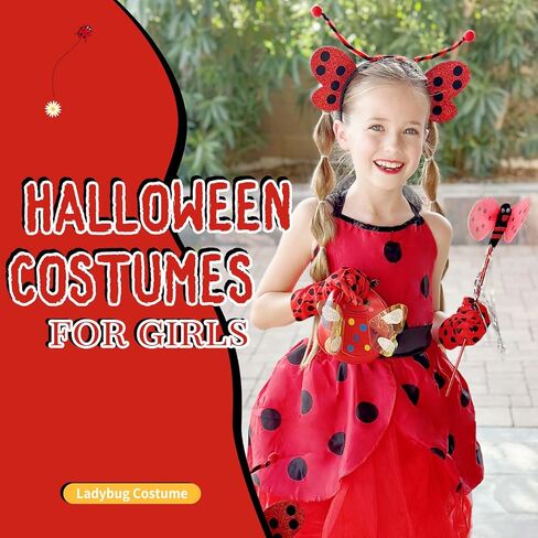 INNOCHEER Ladybug Dress Costume for Girls, Ladybug Costume Toddler Halloween Birthday Dress Up Pretend Play for Kids 2-10 in Saudi Arabia