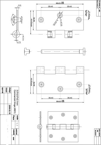 Richelieu 4821FBB Onward Full Mortise Ball Bearing Butt Hinge for Interior Door, Square Corner, 3 1/2-inch (89 mm), Black Finish, 2 Pack in Saudi Arabia