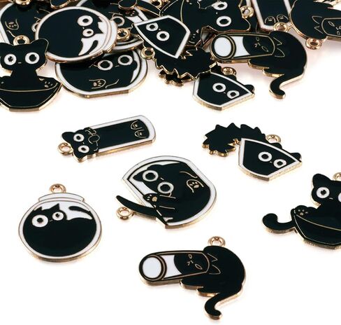 Cat Alloy Charms Pendants Cute Pet Cat Enamel Charms Flat Back Cartoon Animal Kitten Dangle Charms Colorful Cup Lamp Bubble Tea Cat for DIY Earrings Necklace Bracelet Jewelry Making in Saudi Arabia