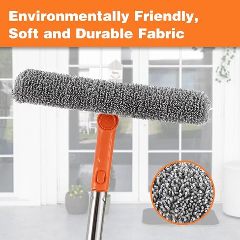 60.6" Professional Window Squeegee,2 in 1 Squeegee Window Cleaner with Long Stainless Steel Handle,Chenille Car Window Squeegee for Gas Station, Glass,Shower,Outdoor High Window Cleaning in Saudi Arabia