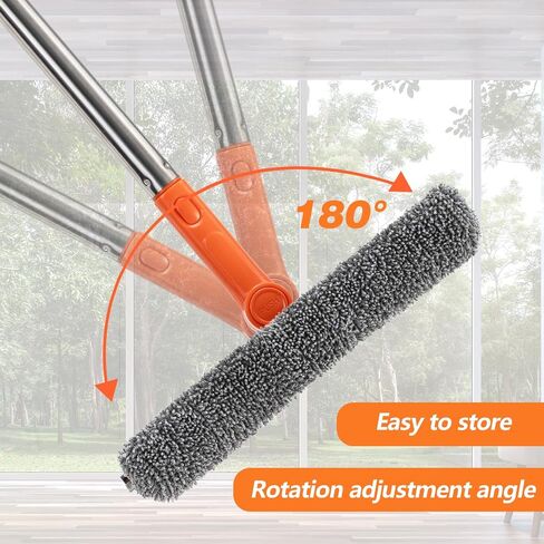 60.6" Professional Window Squeegee,2 in 1 Squeegee Window Cleaner with Long Stainless Steel Handle,Chenille Car Window Squeegee for Gas Station, Glass,Shower,Outdoor High Window Cleaning in Saudi Arabia