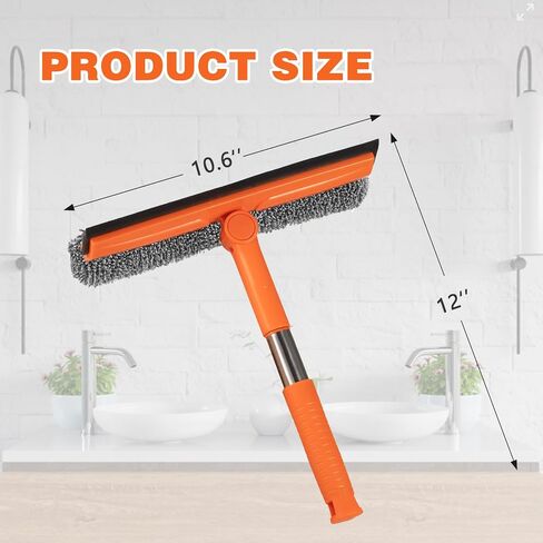 60.6" Professional Window Squeegee,2 in 1 Squeegee Window Cleaner with Long Stainless Steel Handle,Chenille Car Window Squeegee for Gas Station, Glass,Shower,Outdoor High Window Cleaning in Saudi Arabia
