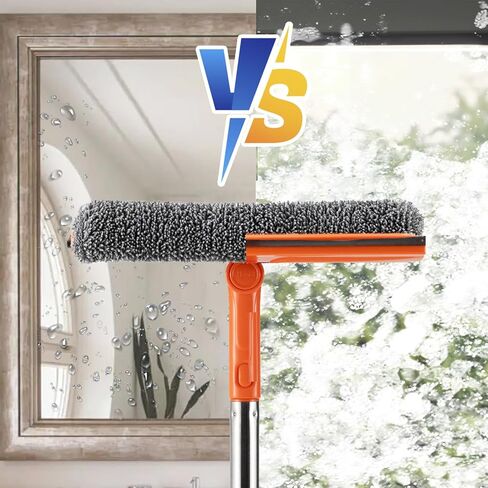 60.6" Professional Window Squeegee,2 in 1 Squeegee Window Cleaner with Long Stainless Steel Handle,Chenille Car Window Squeegee for Gas Station, Glass,Shower,Outdoor High Window Cleaning in Saudi Arabia