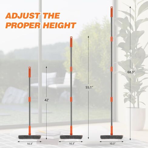 60.6" Professional Window Squeegee,2 in 1 Squeegee Window Cleaner with Long Stainless Steel Handle,Chenille Car Window Squeegee for Gas Station, Glass,Shower,Outdoor High Window Cleaning in Saudi Arabia