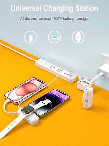 DILIBIRD Small Portable Charger 5000mAh, Mini Nano Power Bank Ultra-Compact Charging Battery Compatible with iWatch, and iPhone 15/15 Pro / 15 Plus / 15 Pro Max, Built-in USB-C Cable (Green) in Kuwait