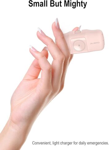 DILIBIRD Small Portable Charger 5000mAh, Mini Nano Power Bank Ultra-Compact Charging Battery Compatible with iWatch, and iPhone 15/15 Pro / 15 Plus / 15 Pro Max, Built-in USB-C Cable (Green) in Kuwait