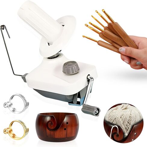 Stitchjoy Complete Yarn Winder Kit for Beginners - Includes Yarn Winder, Crochet Hooks, Rings, Yarn Bowl & Accessories | Large Capacity, Easy Setup, Portable & Sturdy in Saudi Arabia