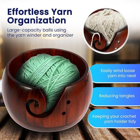 Stitchjoy Complete Yarn Winder Kit for Beginners - Includes Yarn Winder, Crochet Hooks, Rings, Yarn Bowl & Accessories | Large Capacity, Easy Setup, Portable & Sturdy in Saudi Arabia
