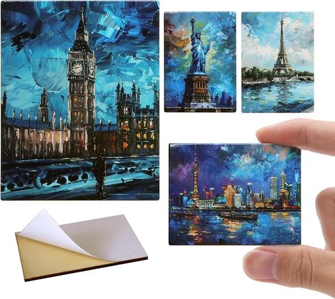 iLAND 1/12 Scale Accessories, 4 Miniature Dollhouse Pictures of Modern Famous Architecture w/Boards in Saudi Arabia