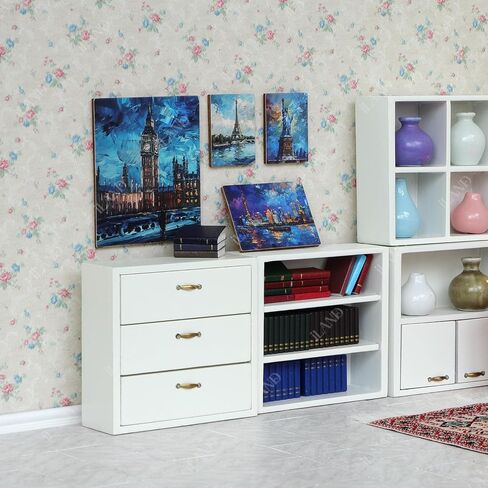 iLAND 1/12 Scale Accessories, 4 Miniature Dollhouse Pictures of Modern Famous Architecture w/Boards in Saudi Arabia