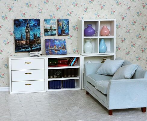 iLAND 1/12 Scale Accessories, 4 Miniature Dollhouse Pictures of Modern Famous Architecture w/Boards in Saudi Arabia