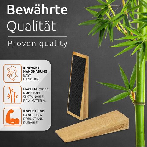 ECENCE 4X Bamboo Door Wedges with Rubber, Non-Slip Door Stopper for All Doors, Bamboo Wedge for Bedroom Door, Steel Door, Front Door, Glass Door in Saudi Arabia