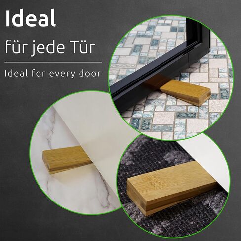 ECENCE 4X Bamboo Door Wedges with Rubber, Non-Slip Door Stopper for All Doors, Bamboo Wedge for Bedroom Door, Steel Door, Front Door, Glass Door in Saudi Arabia
