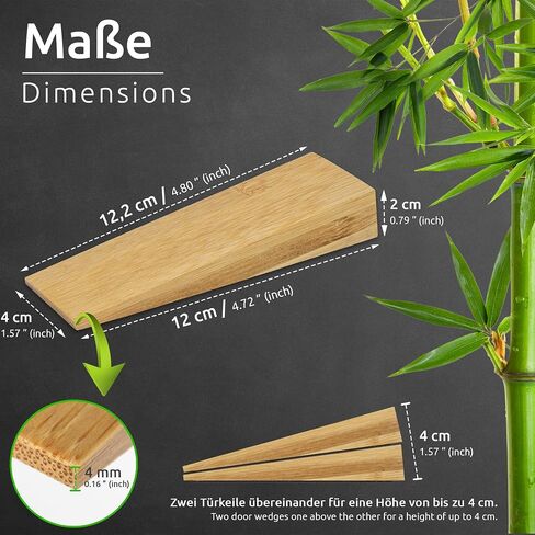 ECENCE 4X Bamboo Door Wedges with Rubber, Non-Slip Door Stopper for All Doors, Bamboo Wedge for Bedroom Door, Steel Door, Front Door, Glass Door in Saudi Arabia