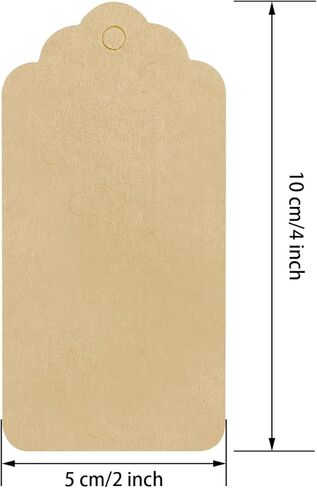 علامات فارغة من ورق كرافت من ZUFECY، 100 قطعة من العلامات القابلة للكتابة مع خيط، ملصق عرض من الدانتيل لبطاقات الأسعار والحرف اليدوية للعطلات 4 * 2 بوصة in Kuwait