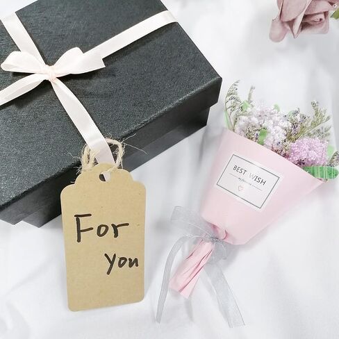 علامات فارغة من ورق كرافت من ZUFECY، 100 قطعة من العلامات القابلة للكتابة مع خيط، ملصق عرض من الدانتيل لبطاقات الأسعار والحرف اليدوية للعطلات 4 * 2 بوصة in Kuwait