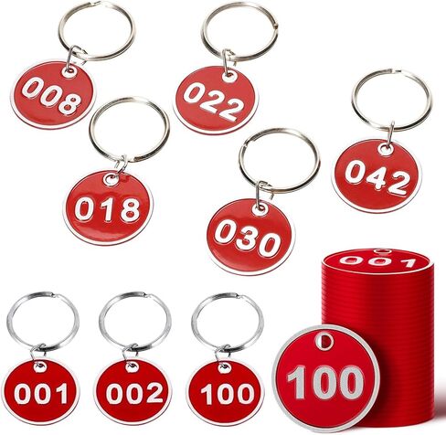 1-100 Numbered Key Tags Aluminum Alloy Metal Key Tag Set Marking Identification Hang Tags Luggage Labels ID Tag (Red) in Kuwait
