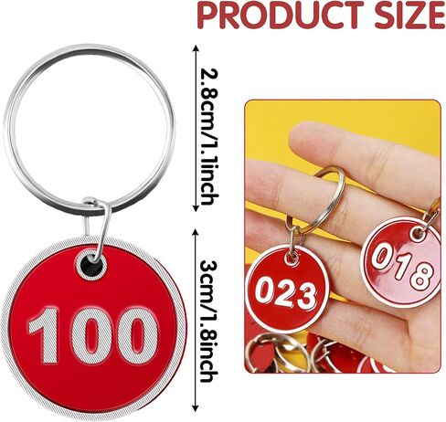 1-100 Numbered Key Tags Aluminum Alloy Metal Key Tag Set Marking Identification Hang Tags Luggage Labels ID Tag (Red) in Kuwait