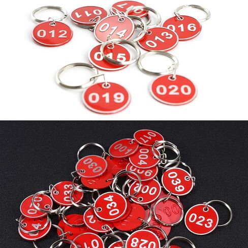 1-100 Numbered Key Tags Aluminum Alloy Metal Key Tag Set Marking Identification Hang Tags Luggage Labels ID Tag (Red) in Kuwait