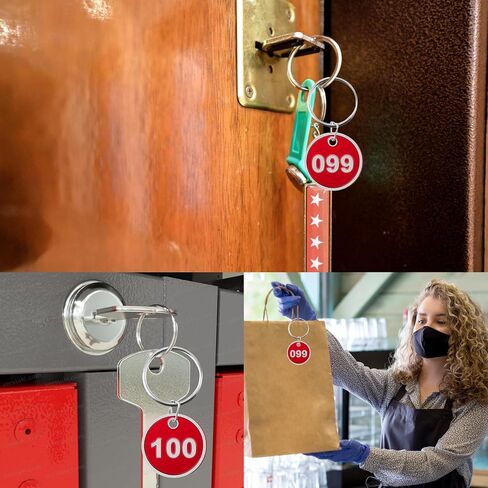 1-100 Numbered Key Tags Aluminum Alloy Metal Key Tag Set Marking Identification Hang Tags Luggage Labels ID Tag (Red) in Kuwait