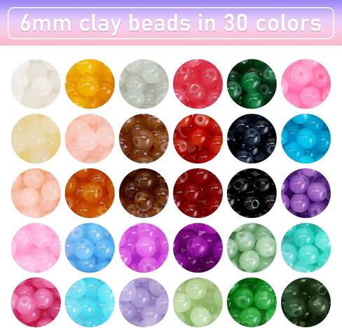 1855pcs 6mm Glass Beads for Bracelets 30 Colors Crystal Glass Beads Small Beads Friendship Bracelet Kit for Jewelry Making Bracelet Earring Necklace (1855pcs Beads) in Saudi Arabia
